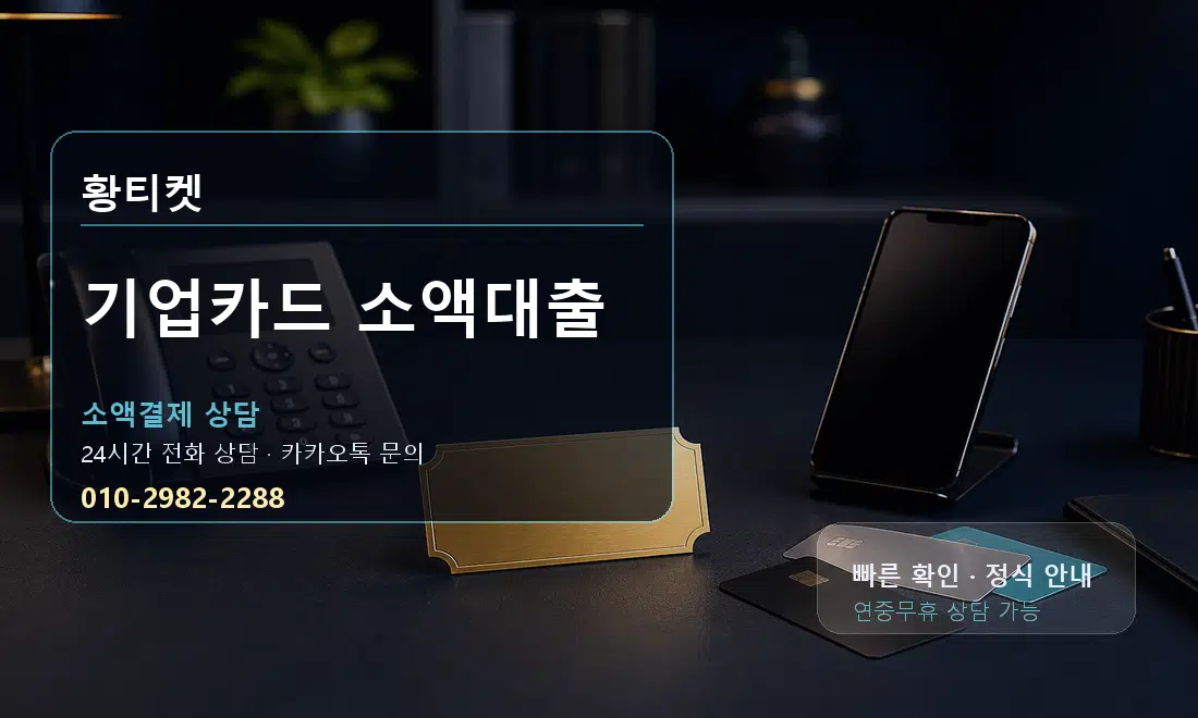 기업카드 소액대출 황티켓 안내