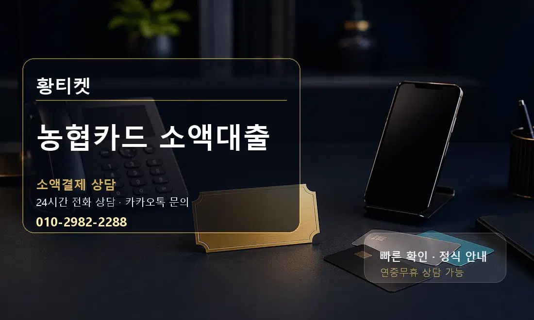 농협카드 소액대출 황티켓 안내