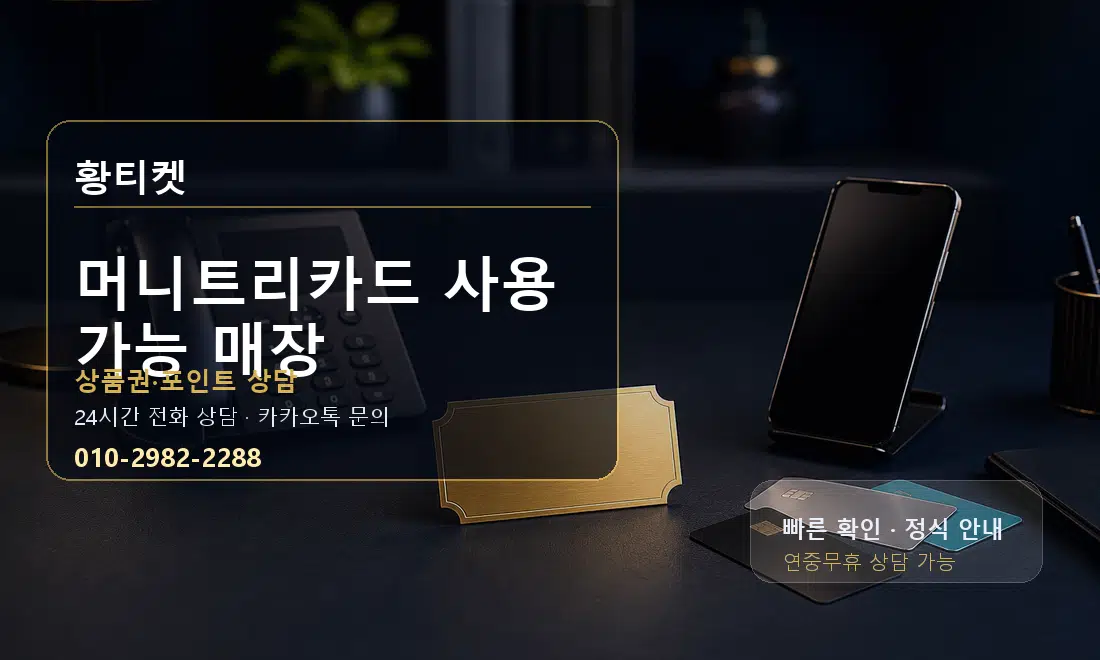머니트리카드 사용 가능 매장 황티켓 대표 이미지