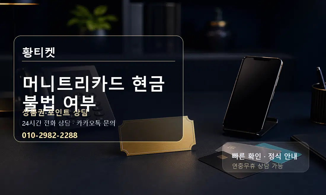 머니트리카드 현금 불법 여부 황티켓 대표 이미지