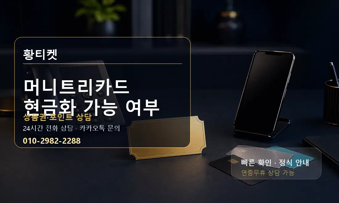 머니트리카드 현금화 가능 여부 황티켓 대표 이미지