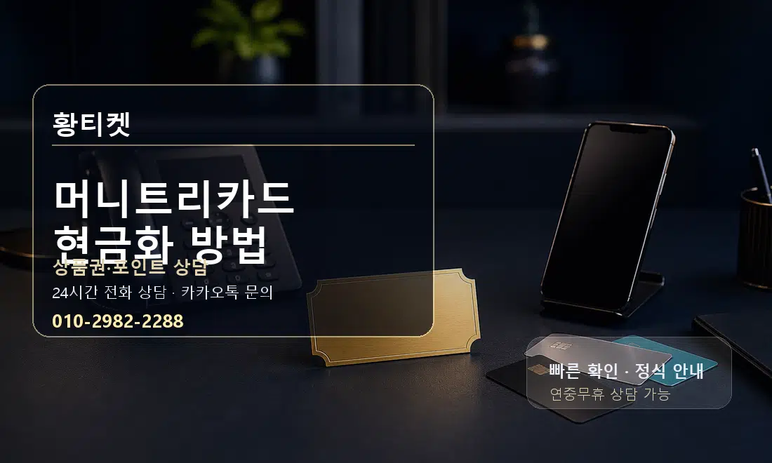 머니트리카드 현금화 방법 황티켓 대표 이미지