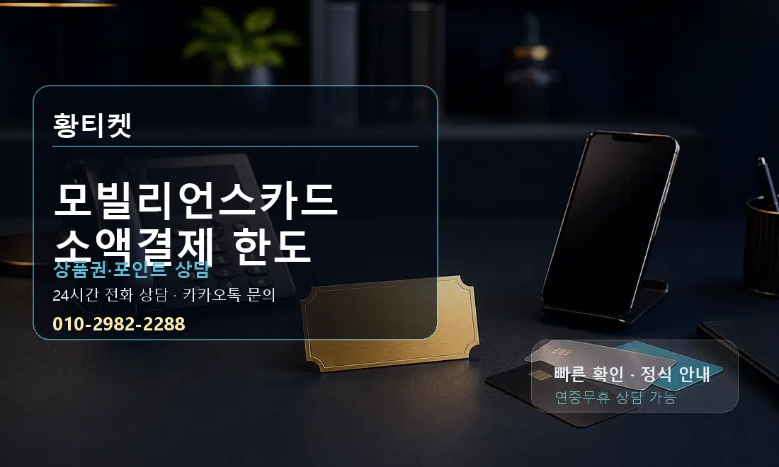 모빌리언스카드 소액결제 한도 황티켓 대표 이미지