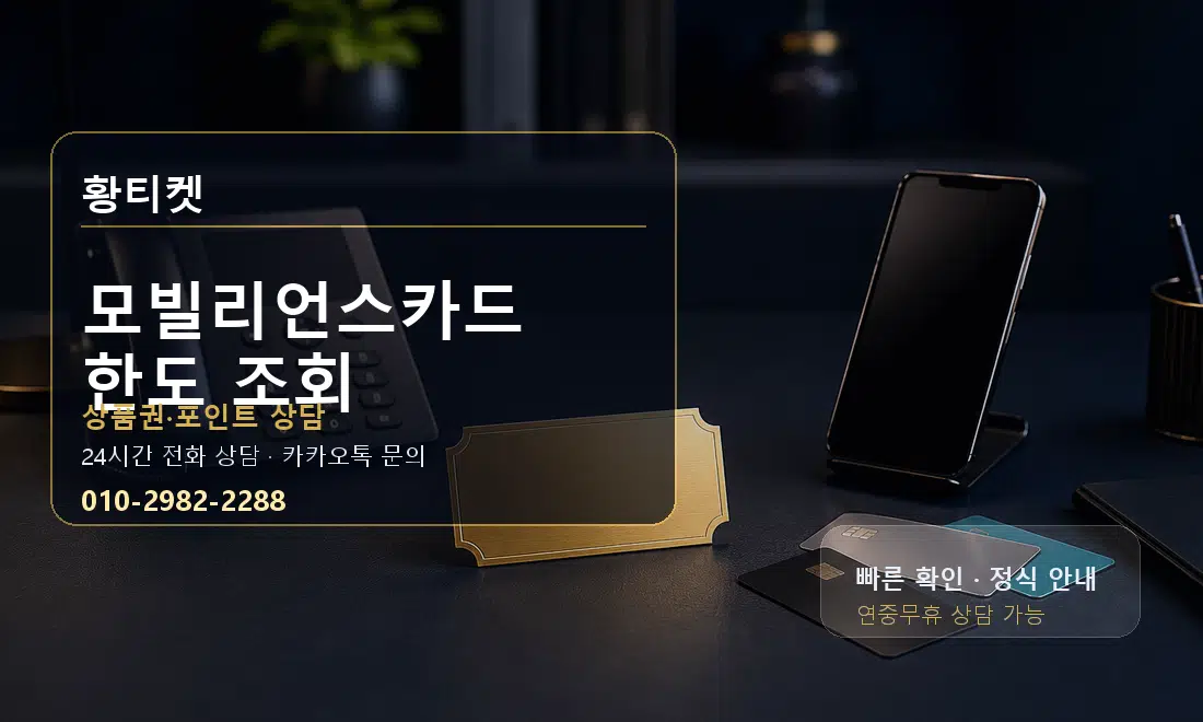 모빌리언스카드 한도 조회 황티켓 대표 이미지