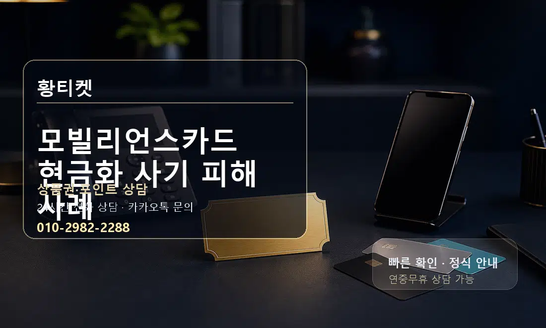 모빌리언스카드 현금화 사기 피해 사례 황티켓 대표 이미지