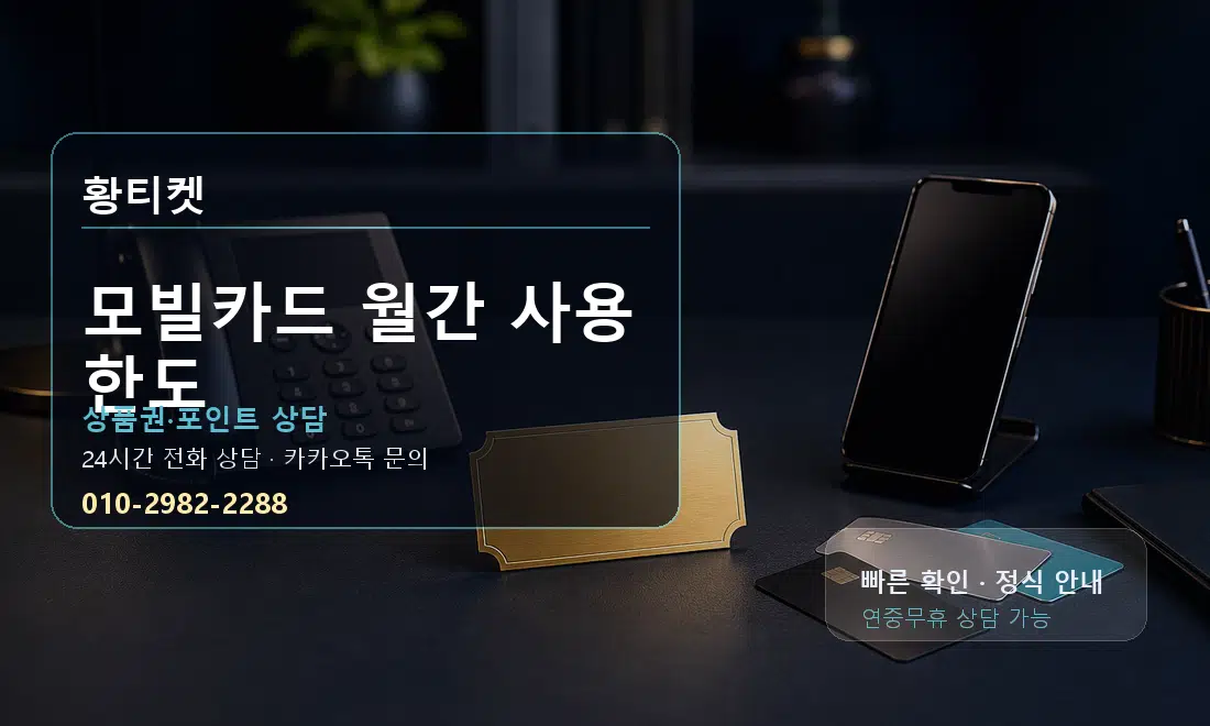 모빌카드 월간 사용 한도 황티켓 대표 이미지