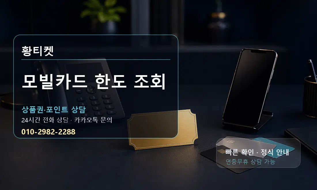 모빌카드 한도 조회 황티켓 대표 이미지