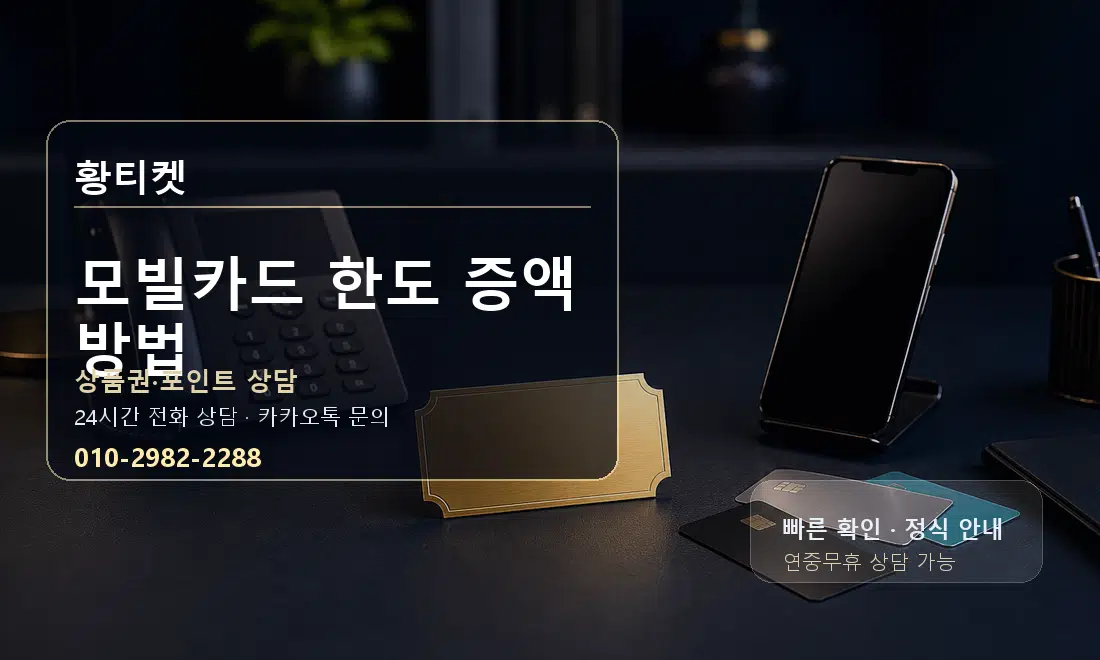 모빌카드 한도 증액 방법 황티켓 대표 이미지