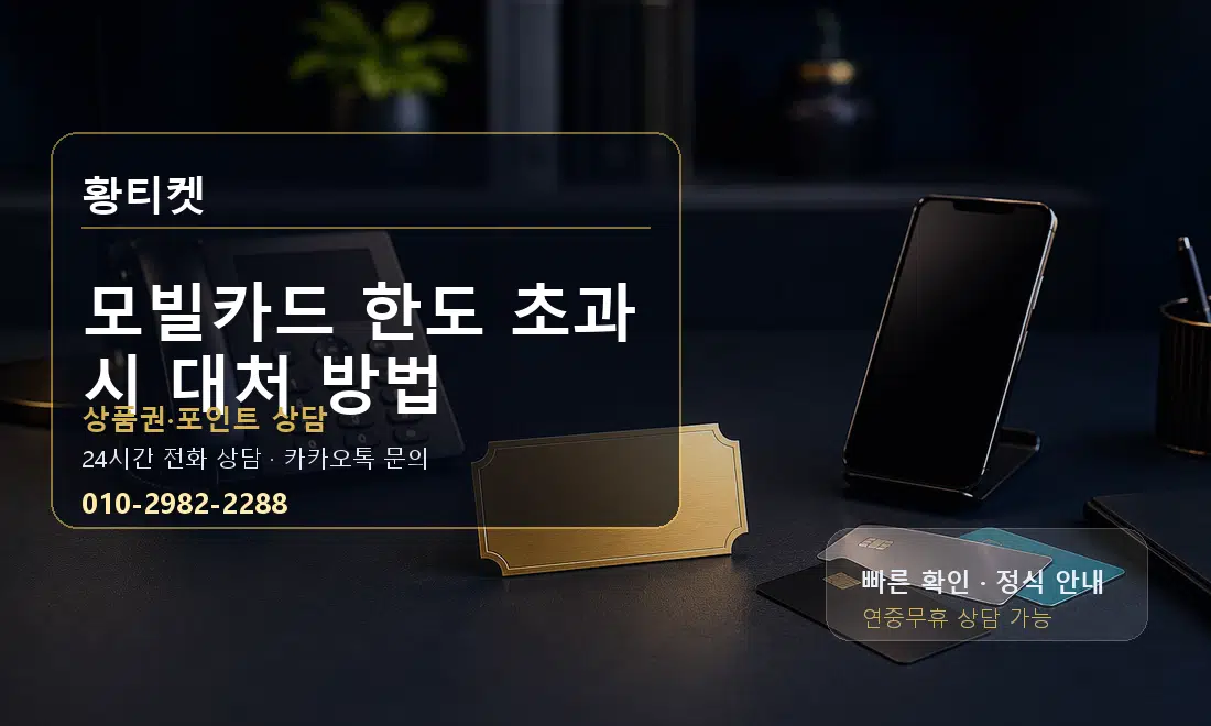 모빌카드 한도 초과 시 대처 방법 황티켓 대표 이미지