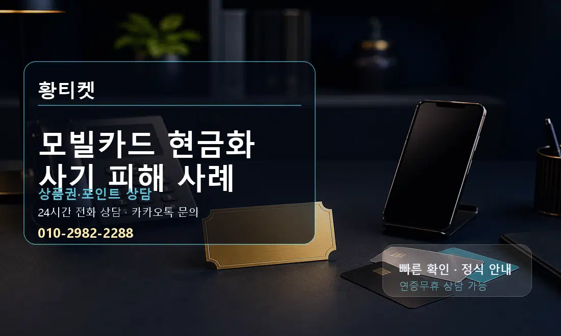 모빌카드 현금화 사기 피해 사례 황티켓 대표 이미지