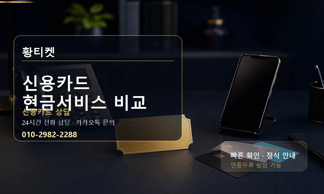 신용카드 현금서비스 비교 황티켓 대표 이미지