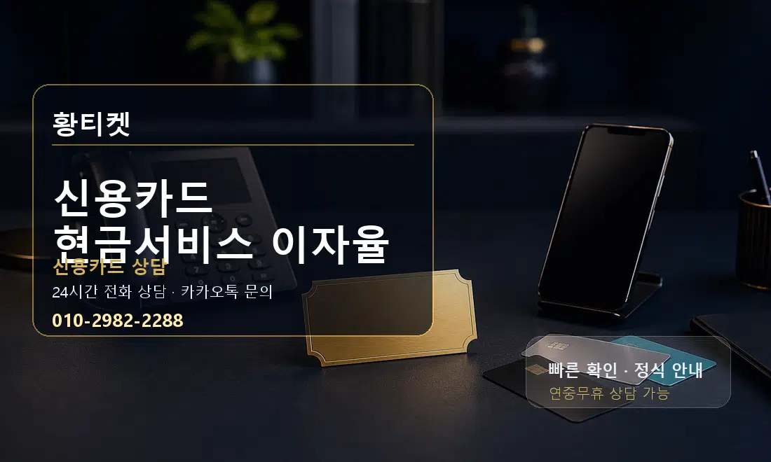신용카드 현금서비스 이자율 황티켓 대표 이미지