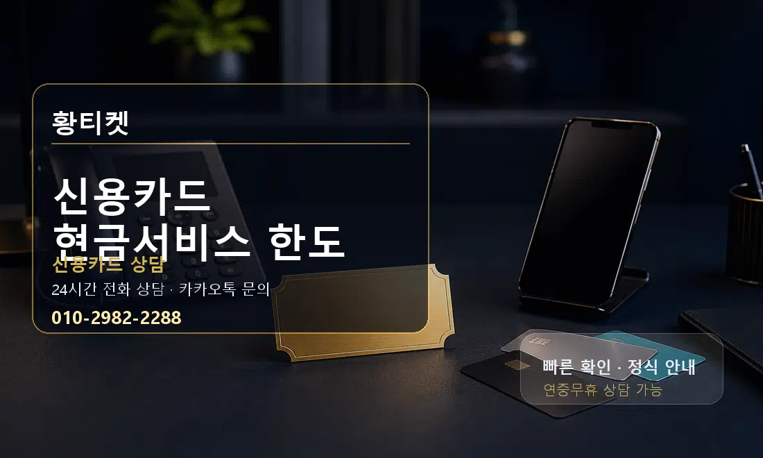 신용카드 현금서비스 한도 황티켓 대표 이미지