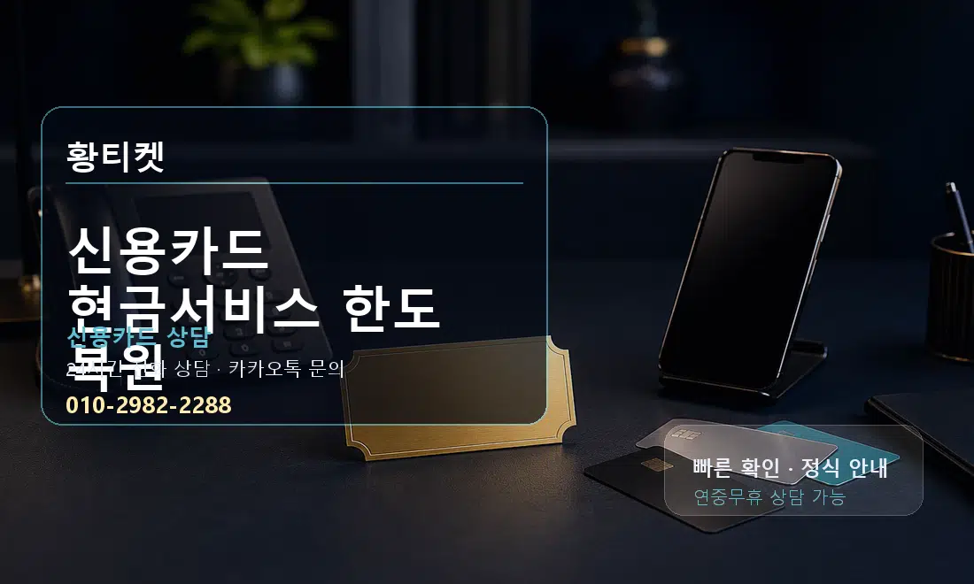 신용카드 현금서비스 한도 복원 황티켓 대표 이미지