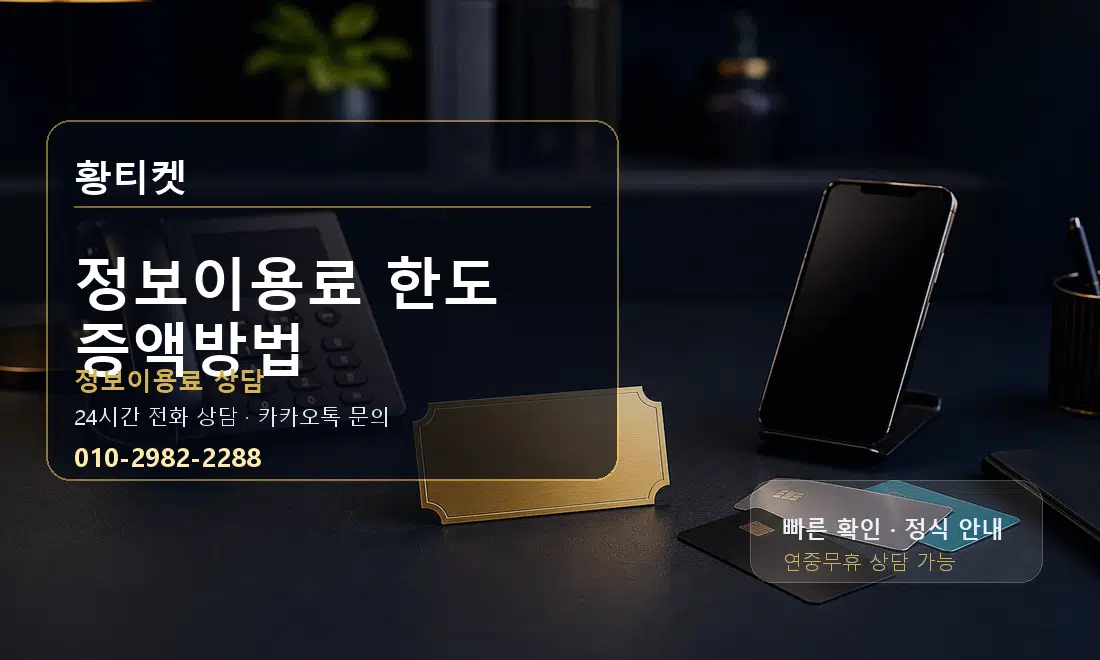 정보이용료 한도 증액방법 황티켓 대표 이미지