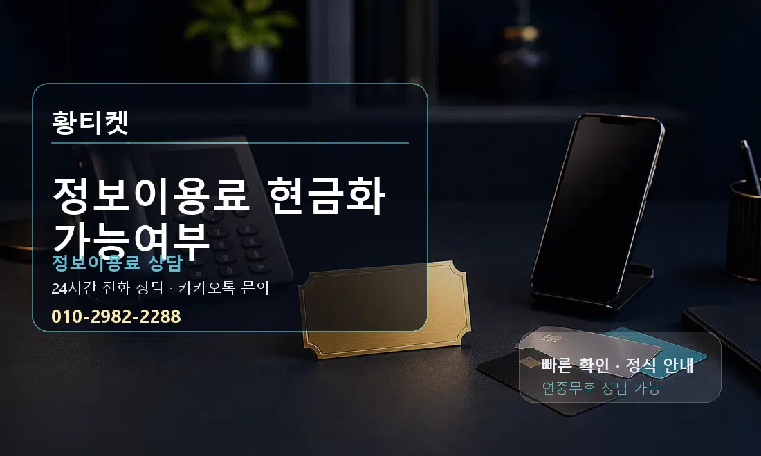정보이용료 현금화 가능여부 황티켓 대표 이미지