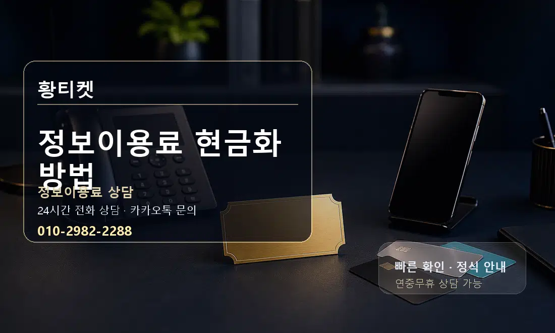 정보이용료 현금화 방법 황티켓 대표 이미지