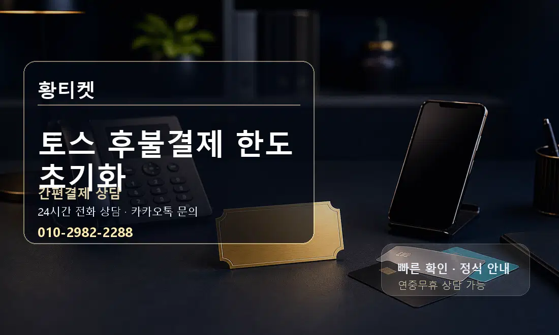 토스 후불결제 한도 초기화 황티켓 대표 이미지